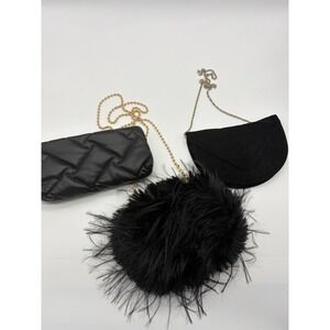 Lot Of Black Purses for Women Vintage Evening Clutch Fluffy  Handbag Kiss Lock